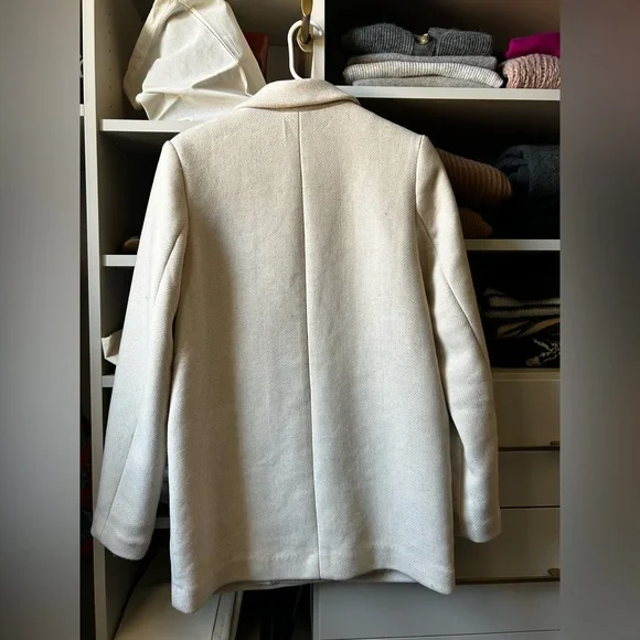 Abercrombie wool blend cream herringbone coat - Picture 2 of 3